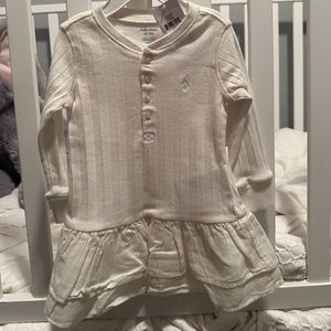 Ralph Lauren Baby Girls 9M Off White Cream Ribbed Dress